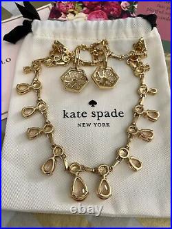 Lovely Kate Spade At First Blush Necklace & Drop Earrings SET Peach Bridal