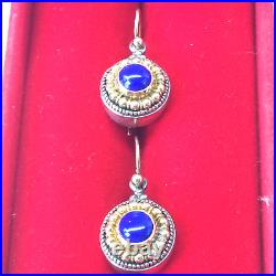 Lovely Konstantino Ss & 18k Gold Lapis Drop Earrings & Pendant Set