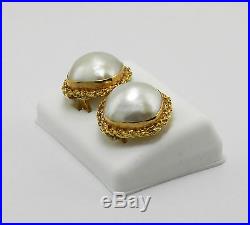 Mabe Pearl 14k Yellow Gold Earrings And Pendant Set Handmade In Italy Nib # 26