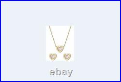 MICHAEL KORS Gift SET Gold Necklace & Pearl Heart Stud Earrings MKJ5426710 + BOX