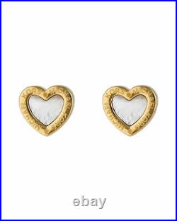 MICHAEL KORS Gift SET Gold Tone Necklace Mother of Pearl Heart Earrings + MK BOX