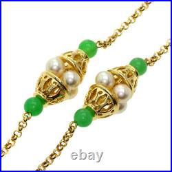 MIKIMOTO Necklace Pearl Pearl Chrysoprase Bracelet Set of 2 K18 Yellow Gold