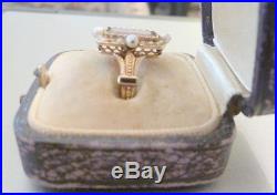Most Beautiful Antique 15 Ct Gold Ring Set With Garnet And Pearls Size N