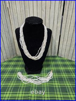 MULTI STRAND FRESHWATER PEARL NECKLACE AND BRACELET SET and 14K GOLD