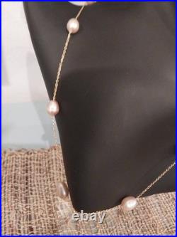 MULTICOLOR FRESHWATER PEARLstation necklace/earrings/14KG/Slvr, 20 MULTICOLOR FRESHWATER PEARLstation necklace/earrings/14KG/Slvr, 20