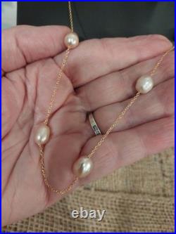 MULTICOLOR FRESHWATER PEARLstation necklace/earrings/14KG/Slvr, 20 MULTICOLOR FRESHWATER PEARLstation necklace/earrings/14KG/Slvr, 20