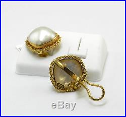 Mabe Pearl 14k Yellow Gold Earrings And Pendant Set Handmade In Italy Nib # 26