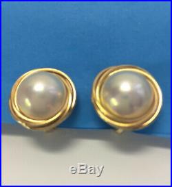 Mabe Pearl Earrings Set in 14K Gold