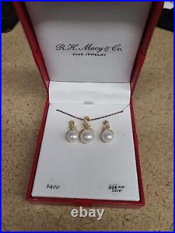 Macy's Gold Over Silver Pearl & Diamond Jewelry Set MSRP $400