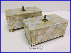 Maitland Smith Gold Mother of Pearl Trinket / Keepsake Boxes, Set of 2