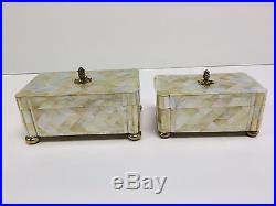 Maitland Smith Gold Mother of Pearl Trinket / Keepsake Boxes, Set of 2