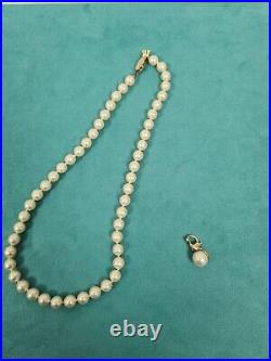 Majorica Faux Pearl Necklace & Earrings Set Sterling Silver Gold Plated Vintage