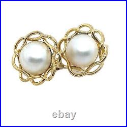 Marbeille Pearl Earrings Set in Yellow & White Gold