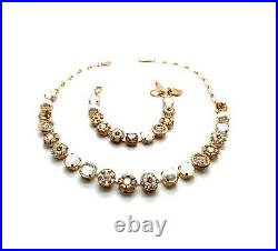 Mariana Jewelry Set Necklace, Bracelet Pearl Mineral, Clear, Opal & Golden Sh
