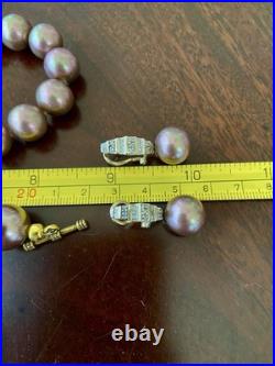 Masami Gold BrownPink Pearl Set-Necklace, Gold&Silver&Diamond Earrings, Bracelet