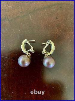 Masami Gold BrownPink Pearl Set-Necklace, Gold&Silver&Diamond Earrings, Bracelet