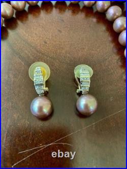 Masami Gold BrownPink Pearl Set-Necklace, Gold&Silver&Diamond Earrings, Bracelet