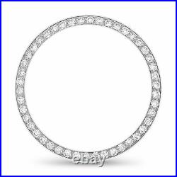 Medium Size 1ct Pave Set Bead Set Diamond Bezel 14k White Fits Rolex 31mm Midsiz