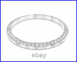 Medium Size 1ct Pave Set Bead Set Diamond Bezel 14k White Fits Rolex 31mm Midsiz