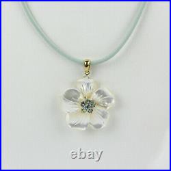 Mexico 14k Yellow Gold, MOP and Blue Topaz Flower Necklace and Earring Set