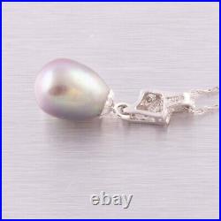 Michael C Fina 14k White Gold Tahitian Pearl Diamond Necklace & Earrings Set BOX