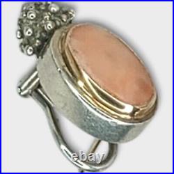 Michael Dawkins Sterling Silver Pink Coral MOP 14K Gold Earrings & Pendant