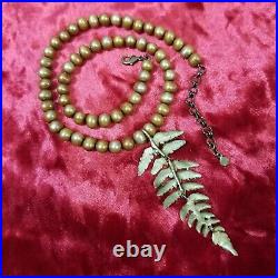 Michael Michaud Freshwater Pearl Necklace Dangling Fern Pendant Pierced Earrings
