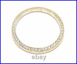 Midsize 1ct Bead Pave Set Diamond Bezel 14ky For Rolex Datejust, President 31mm
