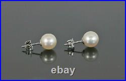 Mikimoto 18K Gold Akoya Pearl Diamond Clasp Necklace Earrings Jewelry Set