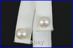 Mikimoto 18K Gold Akoya Pearl Diamond Clasp Necklace Earrings Jewelry Set
