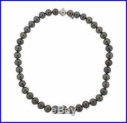 Mikimoto 18k Gold 9mm 11mm Black South Sea Pearl Diamond Necklace Earrings Set