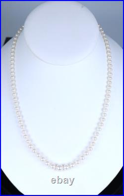 Mikimoto 18k White Gold Graduated A+ 7mm Akoya Pearl Necklace Stud Earrings Set