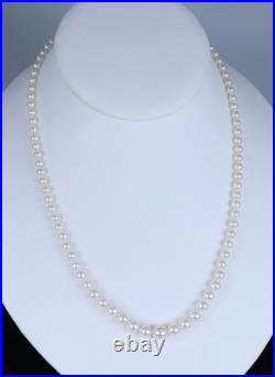 Mikimoto 18k White Gold Graduated A+ 7mm Akoya Pearl Necklace Stud Earrings Set