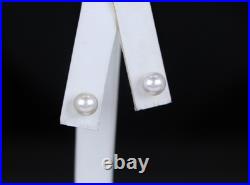 Mikimoto 18k White Gold Graduated A+ 7mm Akoya Pearl Necklace Stud Earrings Set