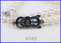 Mikimoto 18k White Gold Graduated A+ 7mm Akoya Pearl Necklace Stud Earrings Set