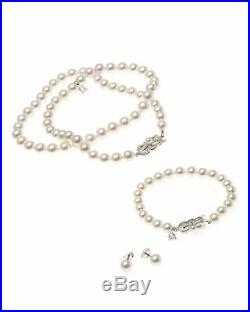 Mikimoto 18k White Gold Pearl Earrings, Necklace & Bracelet Set LC0072845Set