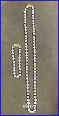 Mikimoto 18k Yellow Gold Akoya Pearl 26 Necklace & 8 Bracelet Set (6.5 -7mm)