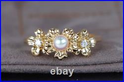 Mikimoto 18k Yellow Gold Akoya Pearl Diamond Ring Necklace Earrings Jewelry Set