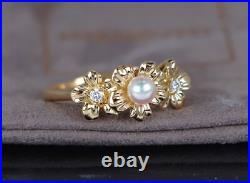 Mikimoto 18k Yellow Gold Akoya Pearl Diamond Ring Necklace Earrings Jewelry Set