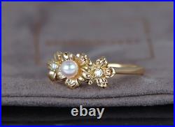 Mikimoto 18k Yellow Gold Akoya Pearl Diamond Ring Necklace Earrings Jewelry Set