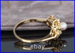 Mikimoto 18k Yellow Gold Akoya Pearl Diamond Ring Necklace Earrings Jewelry Set