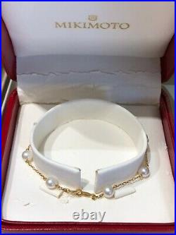 Mikimoto 18k Yellow Gold and Akoya Pearl Station Necklace and Bracelet Set