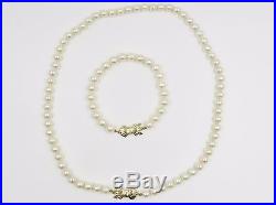Mikimoto Blue Lagoon 18 Necklace & 7 Bracelet Set 6.0-6.75 MM Pearl Strand 14k