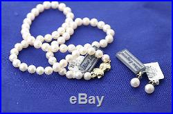 Mikimoto Blue Lagoon 6.0-6.5mm White Pearl 18 Necklace & Stud Earrings Set