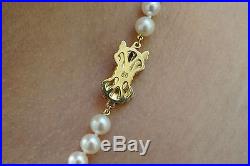 Mikimoto Blue Lagoon 6.0 Pearl Necklace 1814k Gold Diamond Clasp & earring set