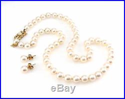 Mikimoto Cream Rose Akoya Cultured Pearl Necklace and Earrings set RL IIX