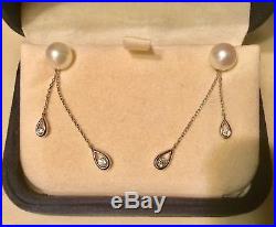 Mikimoto Fine Diamond And Pearl Matching Earring And Neckalce Set 18k White Gold