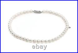 Mikimoto Pearl A+ Diamond 18K White Gold Necklace Earrings Set