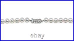 Mikimoto Pearl A+ Diamond 18K White Gold Necklace Earrings Set