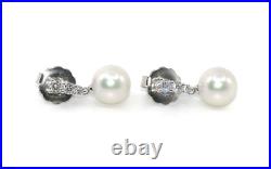 Mikimoto Pearl A+ Diamond 18K White Gold Necklace Earrings Set